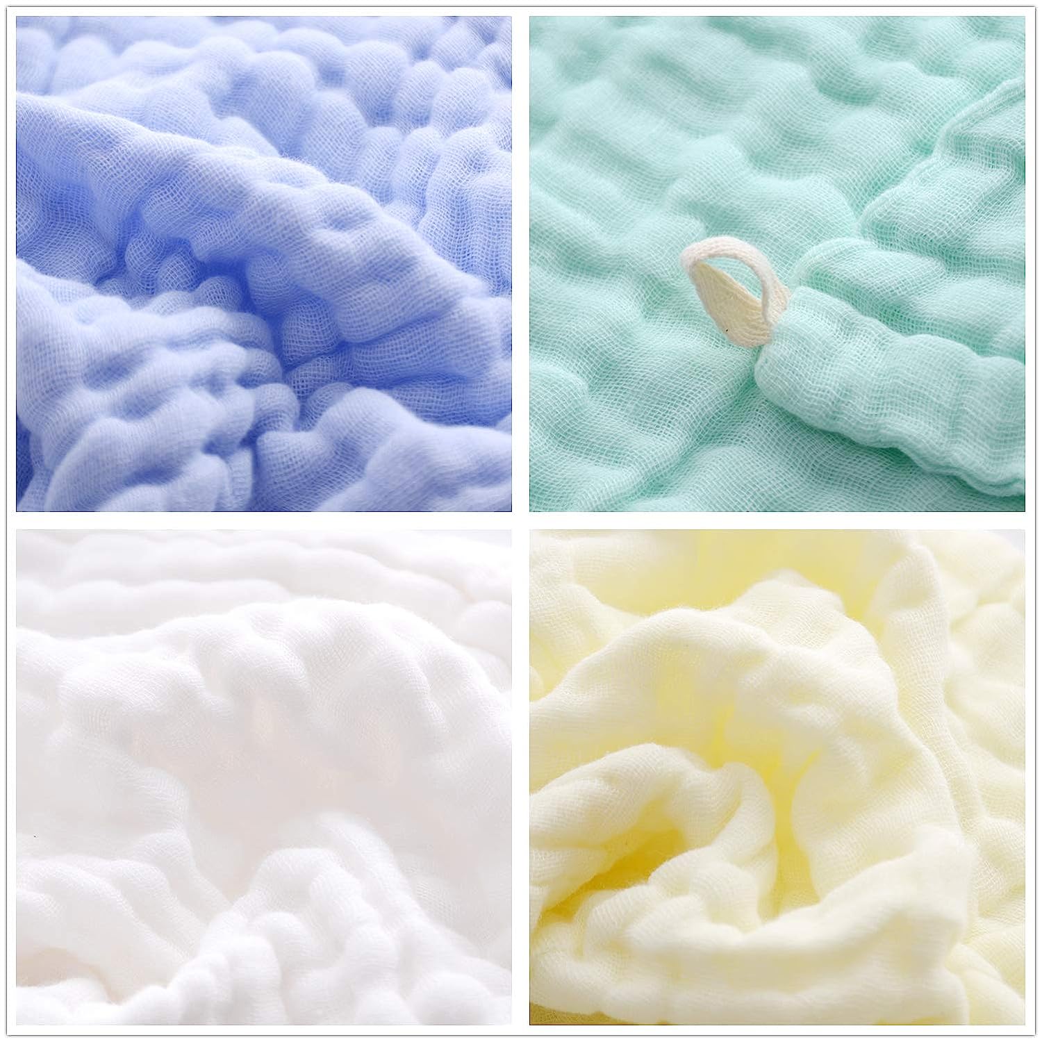 MUKIN Baby Muslin Washcloths - Natural Muslin Cotton Baby Wipes - Soft Newborn Baby Face Towel and Muslin Washcloth for Sensitive Skin- Baby Registry as Shower , 5 Pack 12x12 inches - Image 4